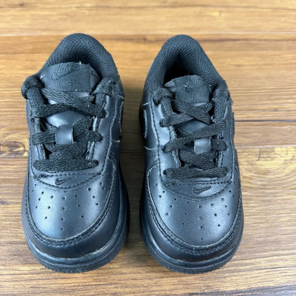 Nike Air Force‎ 1 Sneakers Size 6C Triple Black Leather Shoes